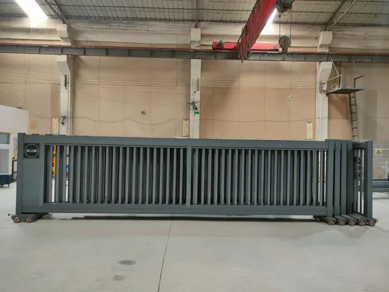 5m Retractable Electric Fence Gates Iron Outdoor Automatic Fence Gates Aluminium Folding Sliding Doors Trackless Telescopic Sliding Gate Main Driveway Gate 